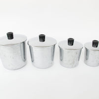 Set of 4 Travco Midcentury Chrome Kitchen Canisters with Lids