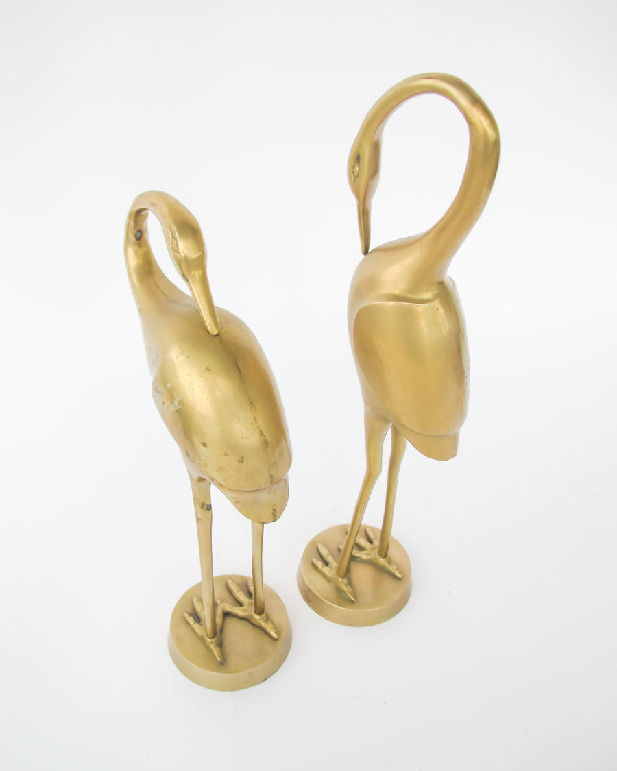NEW - Solid Brass Set of 2 Large Minimalist Cranes