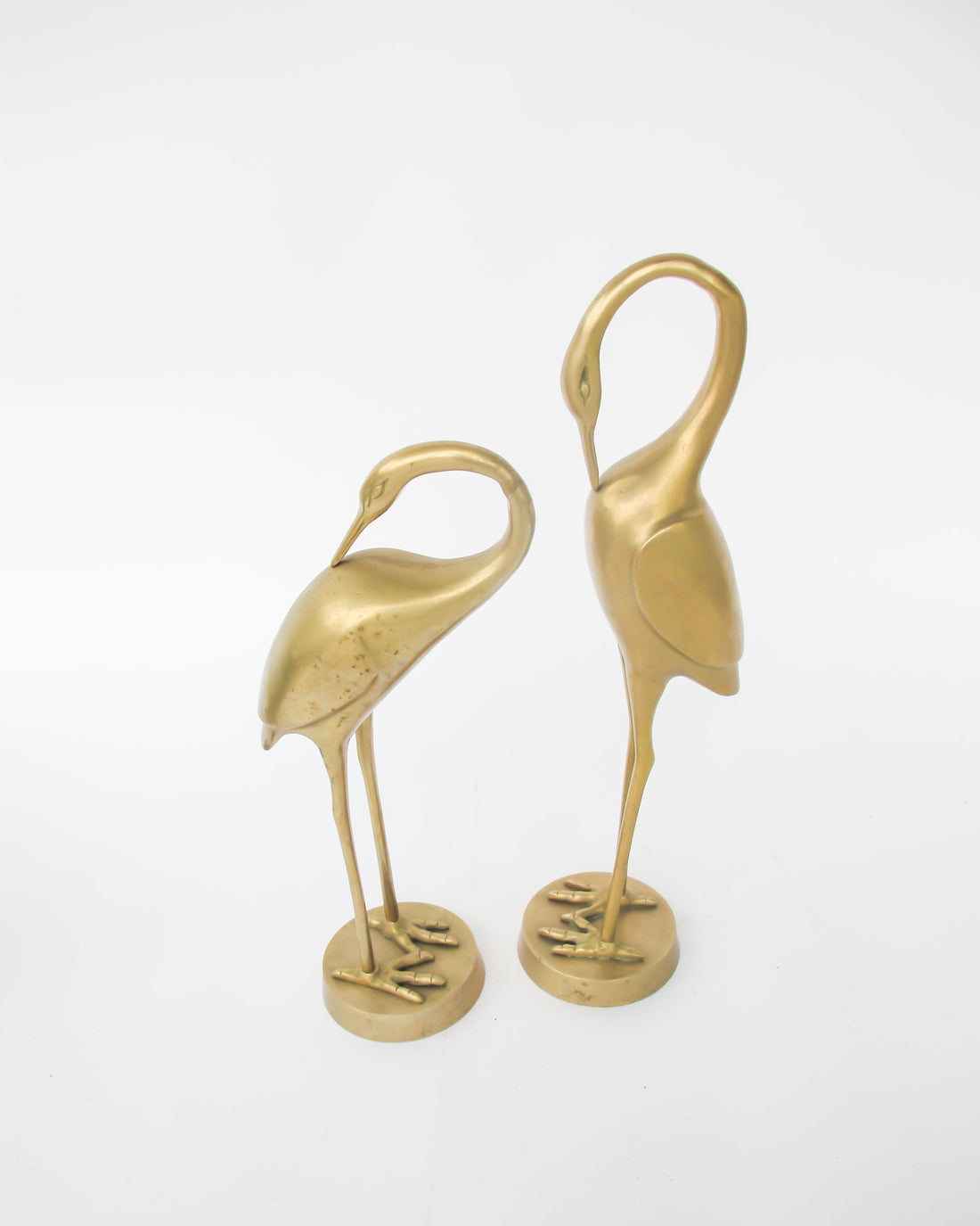 NEW - Solid Brass Set of 2 Large Minimalist Cranes