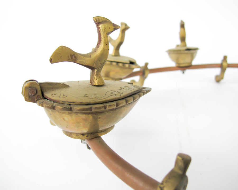 Moroccan Oil Lamp with 7 genie lamps on ring