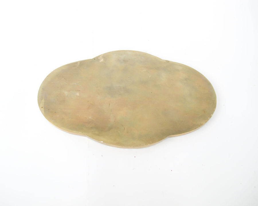 Brass Scalloped Edge Tray with Rounded Oval Edges