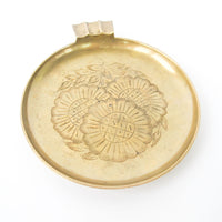 Brass Ashtray with 3 Etched Flower Design - Made in India