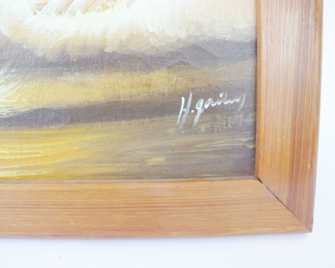 NEW - Ocean Sunset Painting With Wood Frame