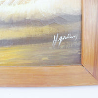 NEW - Ocean Sunset Painting With Wood Frame