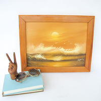 Ocean Sunset Painting With Wood Frame