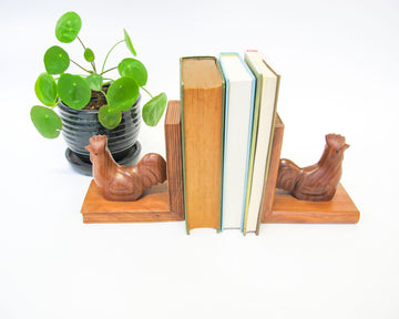 NEW - Solid Wood Hen Bookends