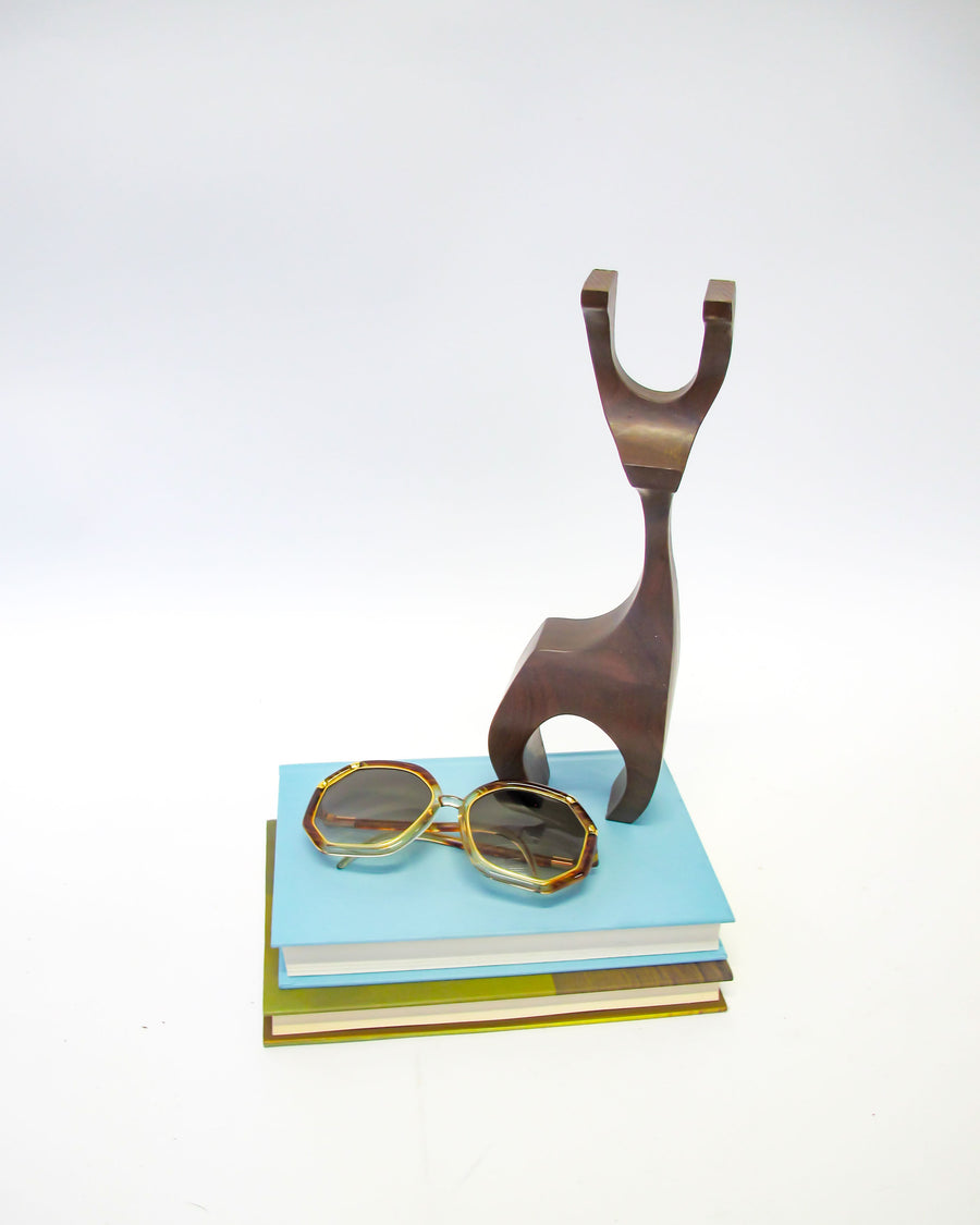 Deer Ram Primitive Burnt Wood Brutalist Midcentury Wood Sculpture
