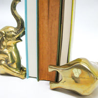 Set of 2 Brass Elephant Bookends