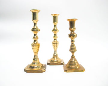 Set of 3 Brass Moroccan Candlesticks