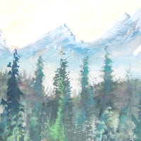 Vibrant Mountainscape Watercolor Painting from Banff Canada