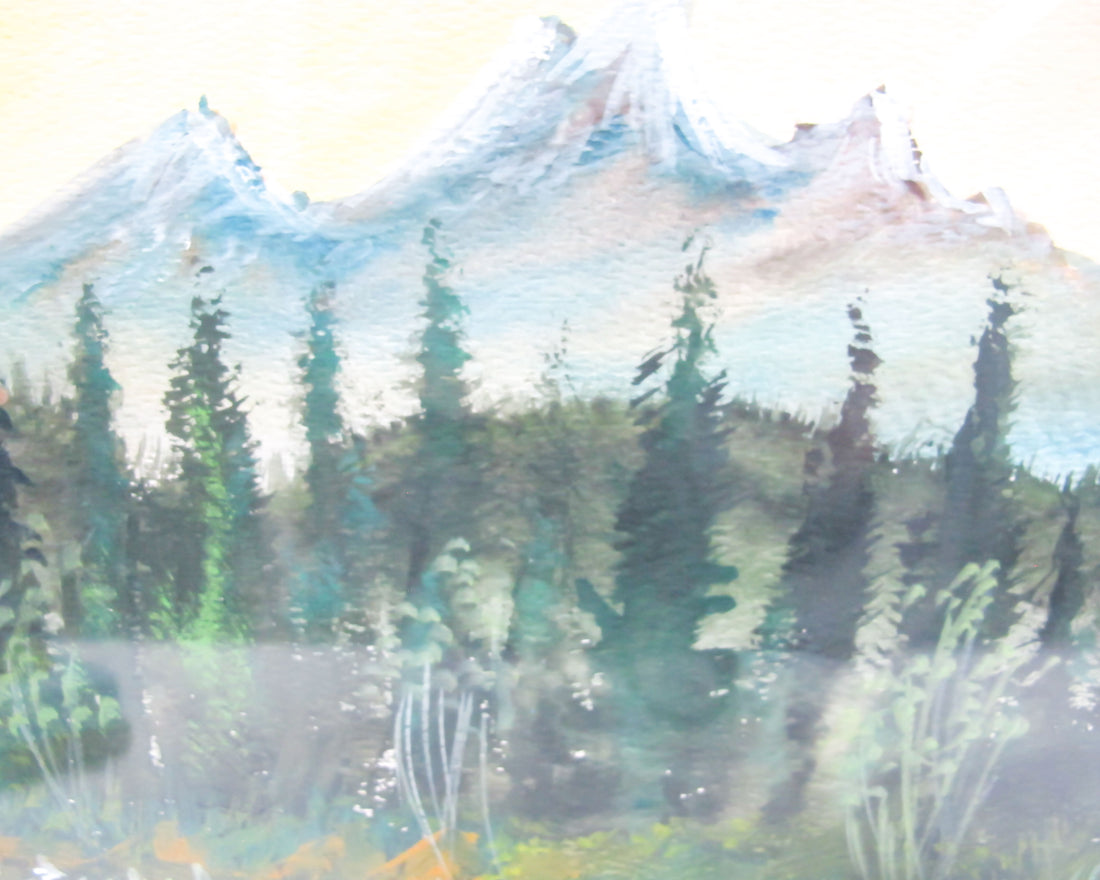 Vibrant Mountainscape Watercolor Painting from Banff Canada
