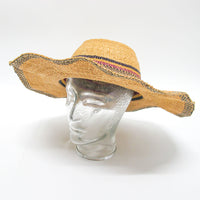 Woven Sun Hat with faded green and red stripes