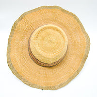 Woven Sun Hat with faded green and red stripes