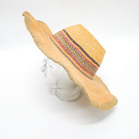 Woven Sun Hat with faded green and red stripes