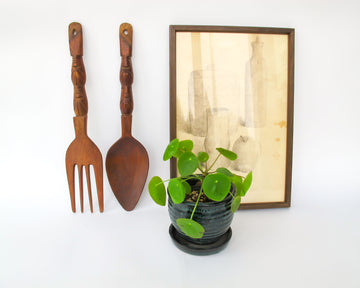 Small Hanging Wood Fork and Spoon Wall Art  - Made in the Philippians