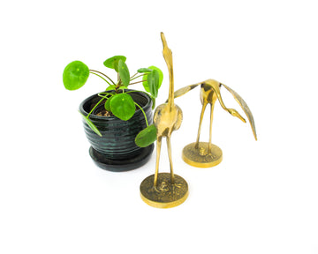 Set of two Brass Crane Sculptures