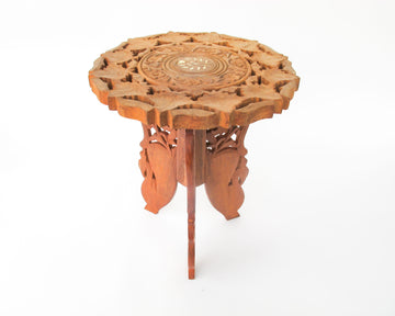 Large Teak Table with Lattice Detailing