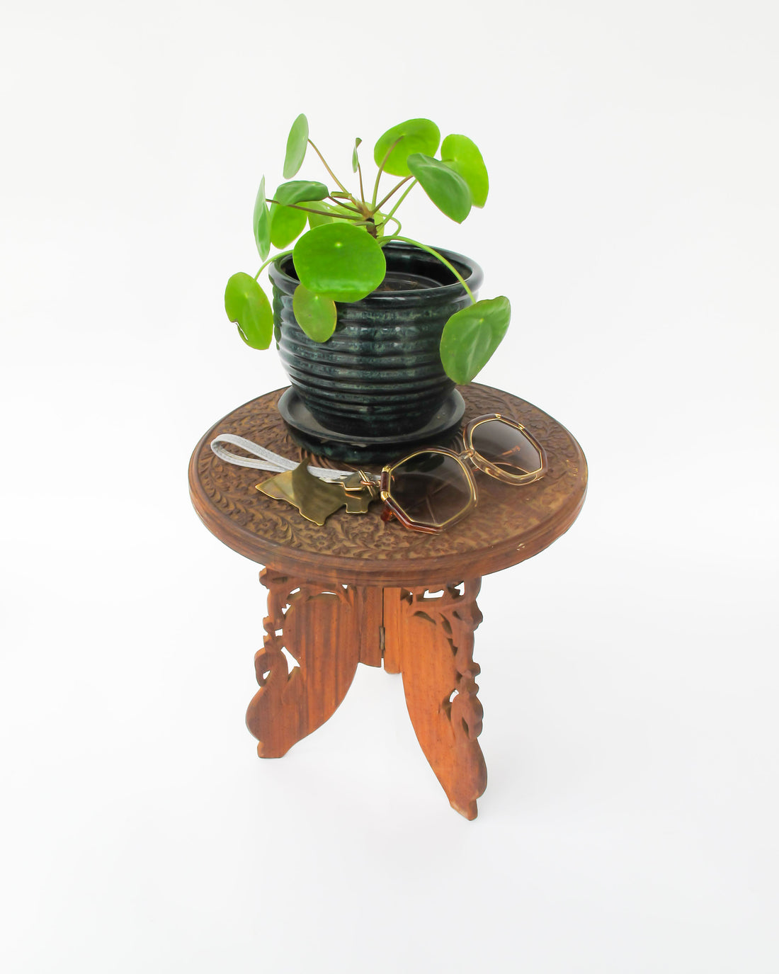 Medium Teak Table with Taj Mahal Detailing