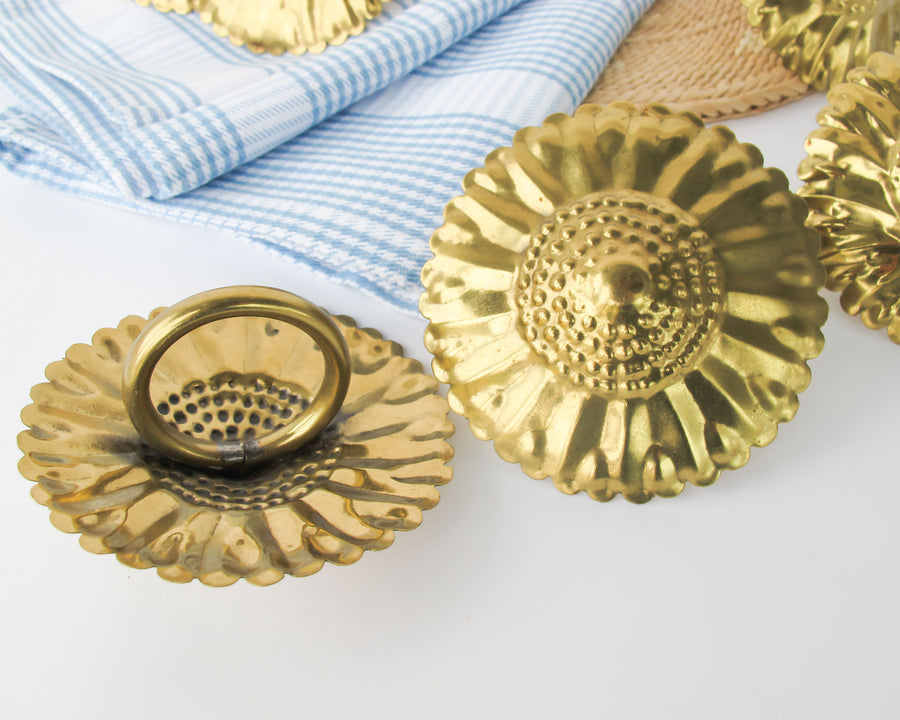 Set of 8 Brass Sunflower Napkin Holders