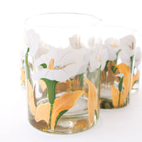 Set of 6 Culver Lilly glasses with Brass Bamboo Holder