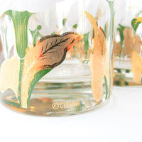 Set of 6 Culver Lilly glasses with Brass Bamboo Holder