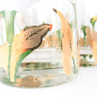 Set of 6 Culver Lilly glasses with Brass Bamboo Holder