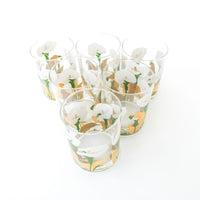 Set of 6 Culver Lilly glasses with Brass Bamboo Holder