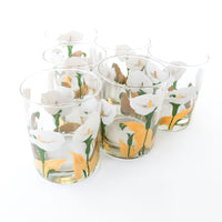 Set of 6 Culver Lilly glasses with Brass Bamboo Holder