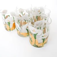 Set of 6 Culver Lilly glasses with Brass Bamboo Holder