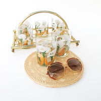 Set of 6 Culver Lilly glasses with Brass Bamboo Holder