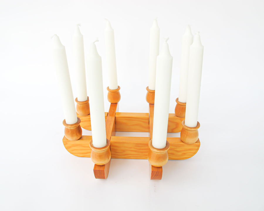 Kriss Cross Wood Swedish Candlestick Holders