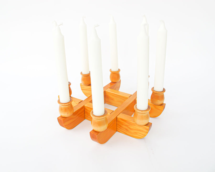 Kriss Cross Wood Swedish Candlestick Holders