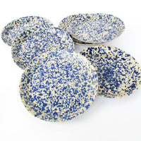 Blue Speckled Ceramic Plates By Bennington Potters Vermont - Set of 5