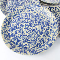 Blue Speckled Ceramic Plates By Bennington Potters Vermont - Set of 5