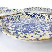 Blue Speckled Ceramic Plates By Bennington Potters Vermont - Set of 5