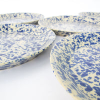 Blue Speckled Ceramic Plates By Bennington Potters Vermont - Set of 5