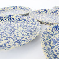 Blue Speckled Ceramic Plates By Bennington Potters Vermont - Set of 5