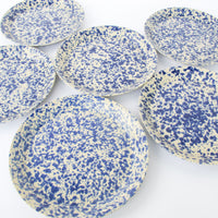 Blue Speckled Ceramic Plates By Bennington Potters Vermont - Set of 5