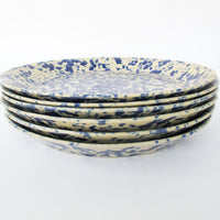 Blue Speckled Ceramic Plates By Bennington Potters Vermont - Set of 5