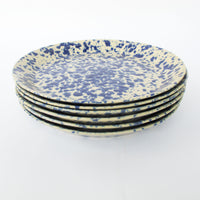 Blue Speckled Ceramic Plates By Bennington Potters Vermont - Set of 5