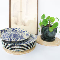 Blue Speckled Ceramic Plates By Bennington Potters Vermont - Set of 5