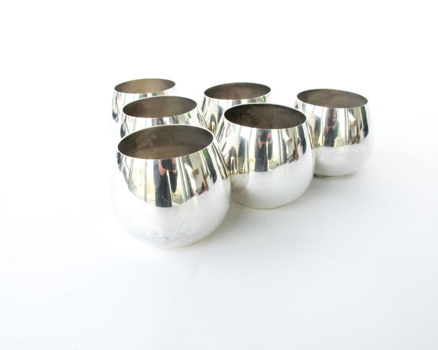 Set of 6 Sterling Silver Plated Glasses / Candle Holders by Oneida Silversmith