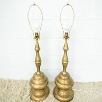 Set of 2 Tall Brass Moroccan Lamps