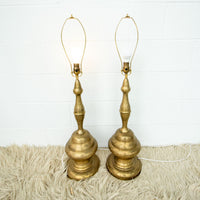 Set of 2 Tall Brass Moroccan Lamps