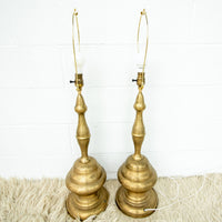 Set of 2 Tall Brass Moroccan Lamps