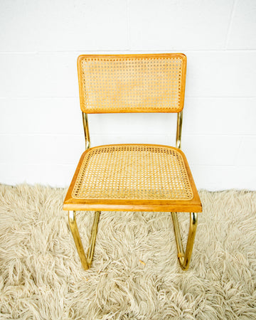 Cesca Marcel Breuer Style Chair with Gold Flashed Base and Cane Back and Seat (used replacement seat from Randy.)