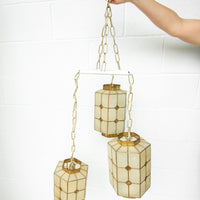 Mother of Pearl Pendant Lamp with Shell and Brass Detail