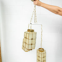 Mother of Pearl Pendant Lamp with Shell and Brass Detail