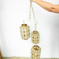 Mother of Pearl Pendant Lamp with Shell and Brass Detail