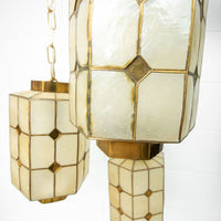 Mother of Pearl Pendant Lamp with Shell and Brass Detail